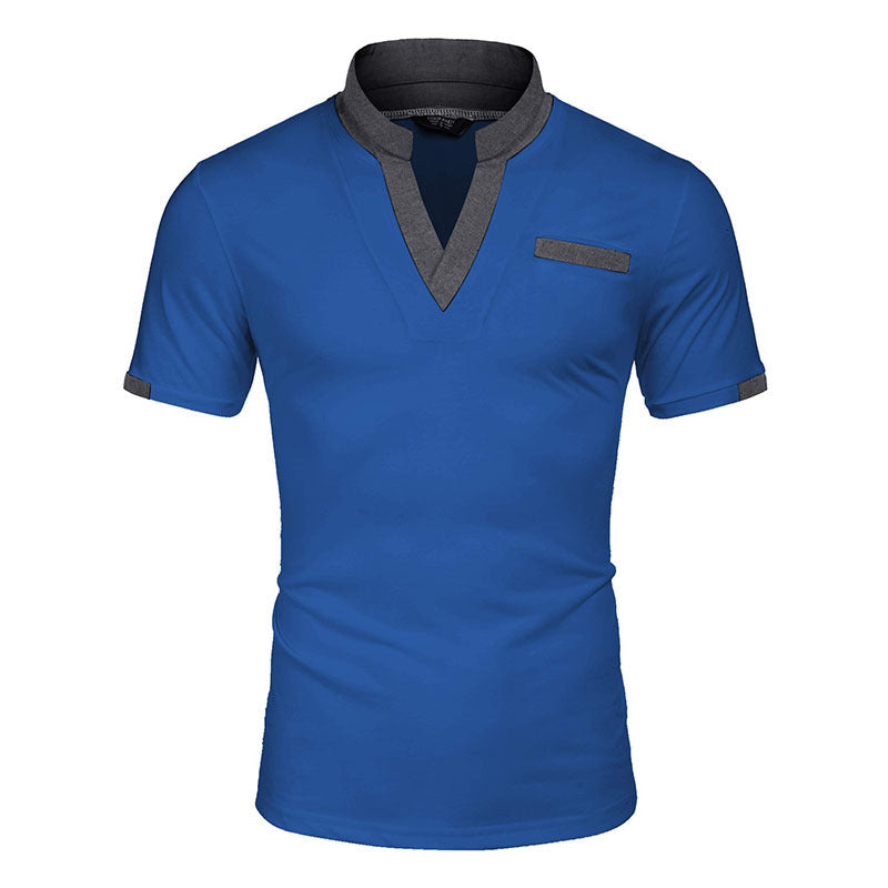Men's Fashion Casual Color Blocking Short-sleeve Top