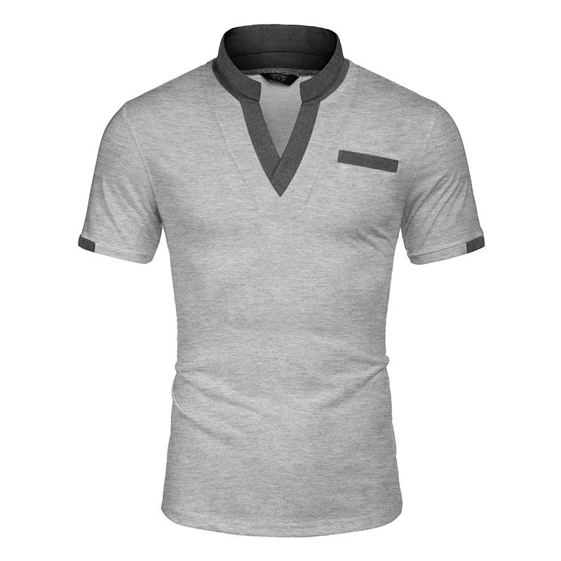 Men's Fashion Casual Color Blocking Short-sleeve Top