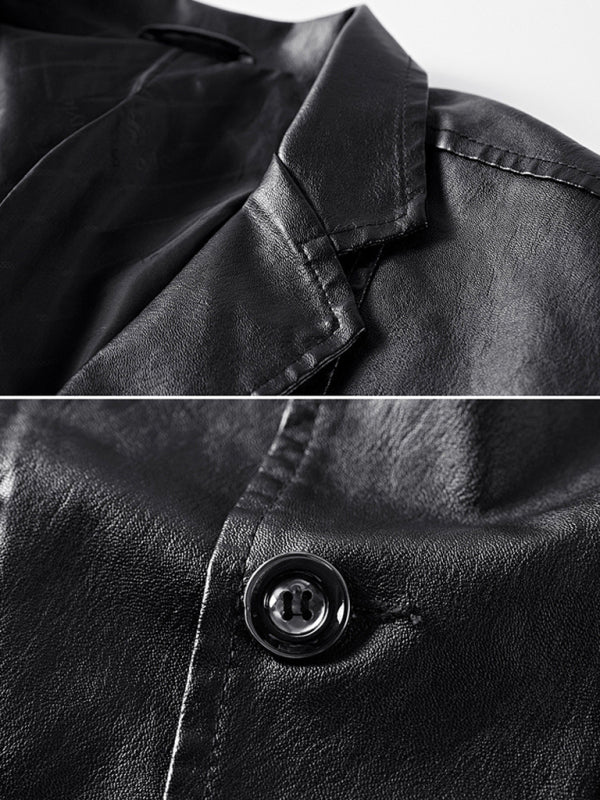 Men's Warm Casual Slim Leather Suit