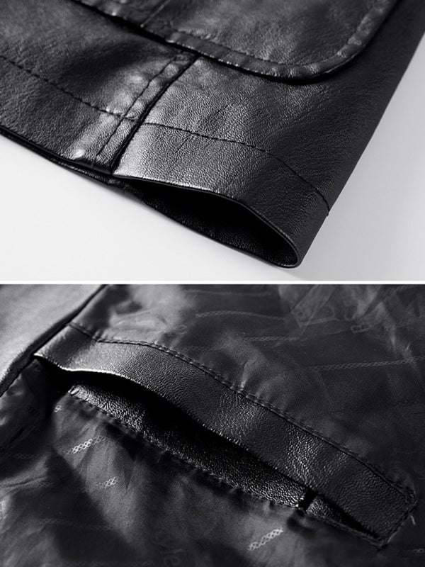 Men's Warm Casual Slim Leather Suit