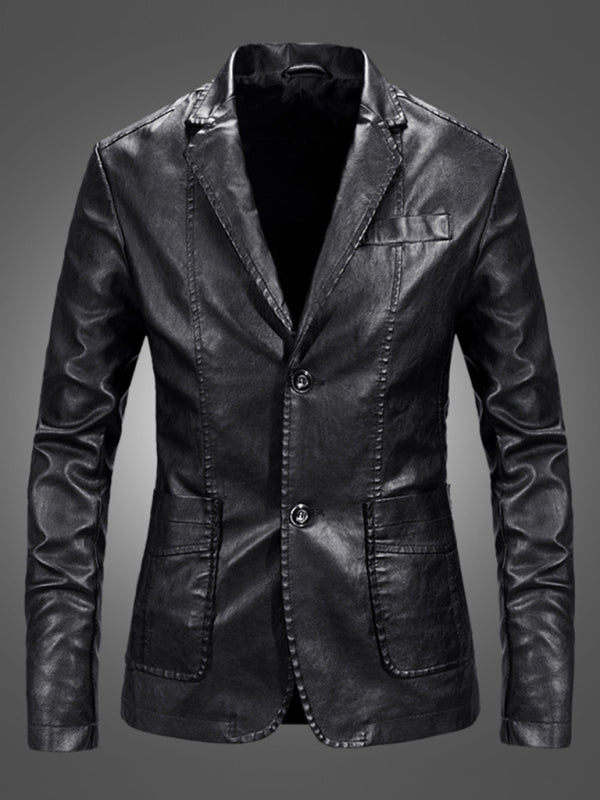 Men's Warm Casual Slim Leather Suit