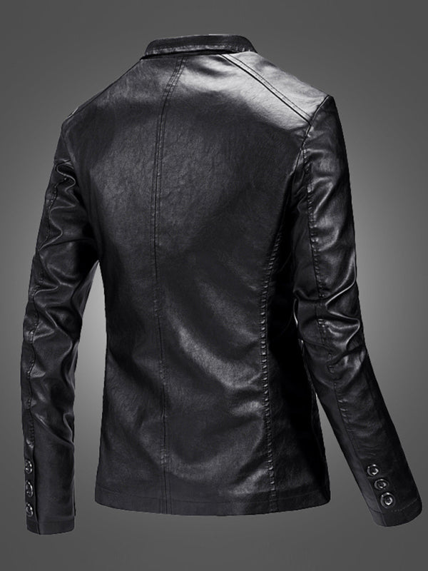 Men's Warm Casual Slim Leather Suit