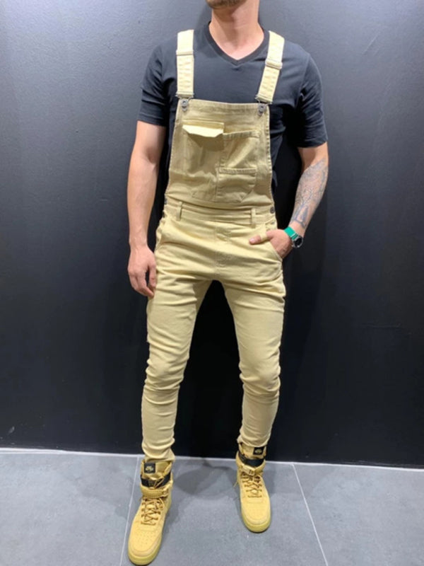 New style slim fit men's suspender jeans