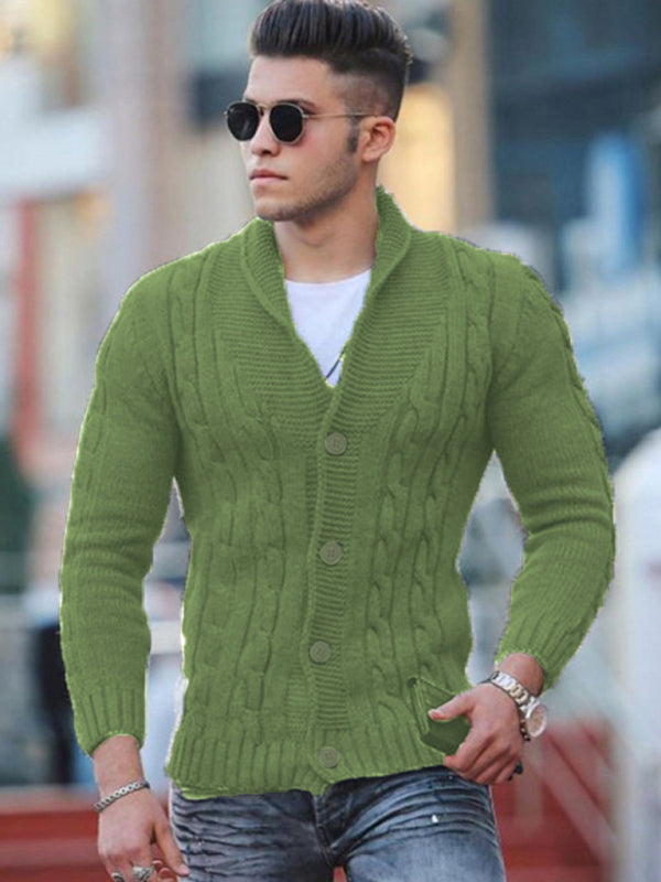 Sweater Knitted Cardigan Solid Color Slim Men's Jacket
