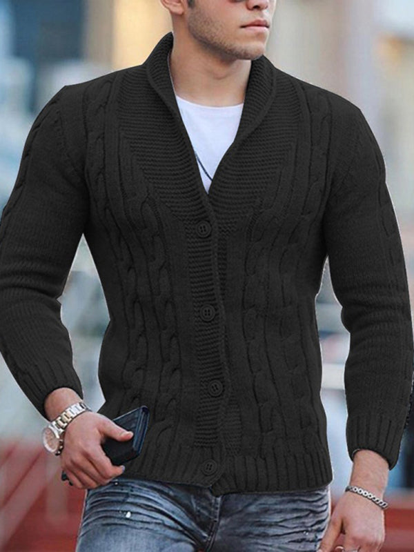 Sweater Knitted Cardigan Solid Color Slim Men's Jacket