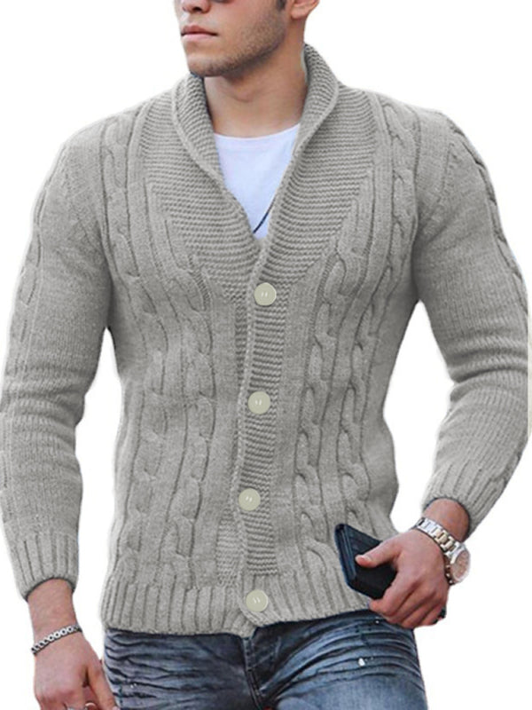 Sweater Knitted Cardigan Solid Color Slim Men's Jacket