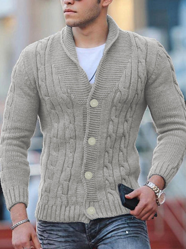 Sweater Knitted Cardigan Solid Color Slim Men's Jacket