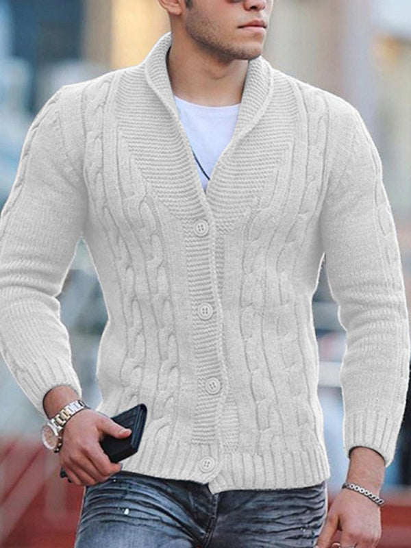 Sweater Knitted Cardigan Solid Color Slim Men's Jacket