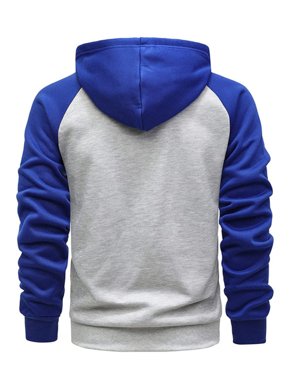 Jacket Contrasting color sip up plus fleece hoodie