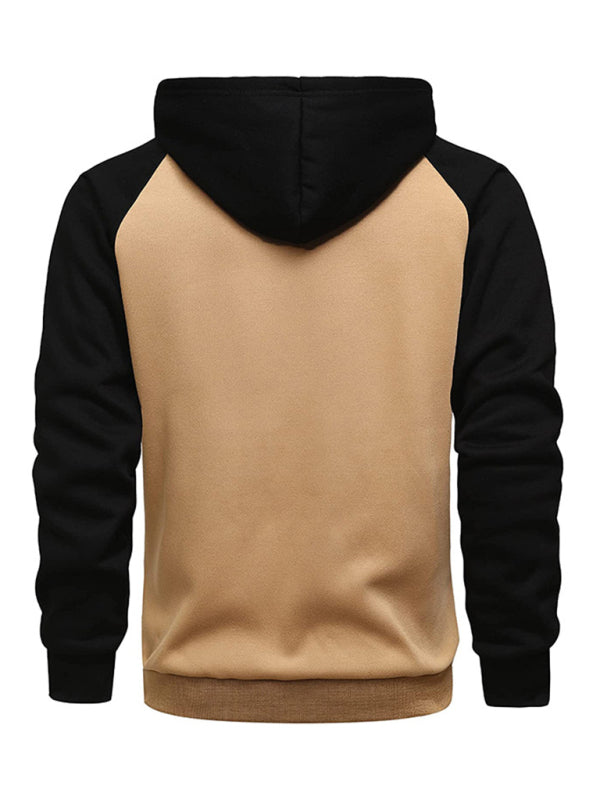 Jacket Contrasting color sip up plus fleece hoodie