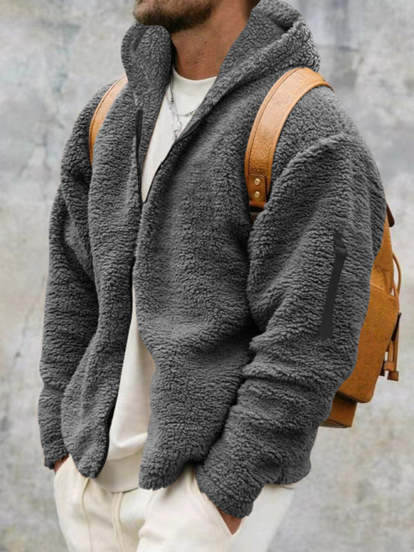 Men's warm, loose hooded casual jacket