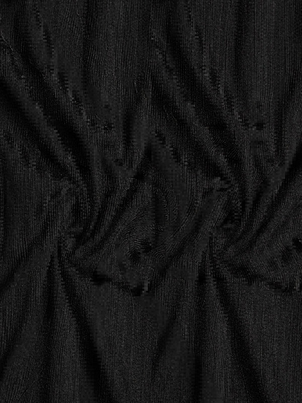 Casual stand-up collar stretch vertical strip long-sleeve V-neck Polo Shirt