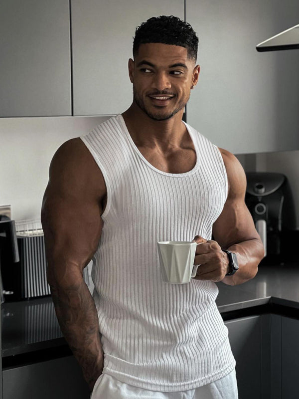 Men's casual slim vest sleeveless wide shoulder vest