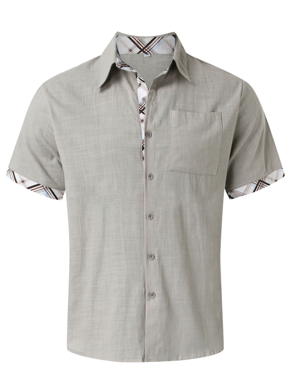 Men's Vacation Short Sleeve Contrast Lapel Shirt