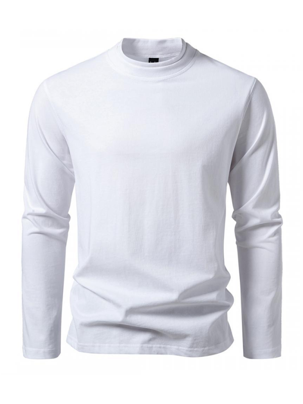 Fashionable double-layer half-collar design long-sleeved casual men's bottom T-shirt