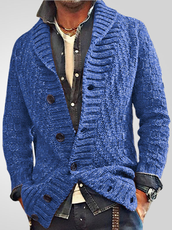 Autumn and winter long-sleeved thick needle Lapel men's cardigan