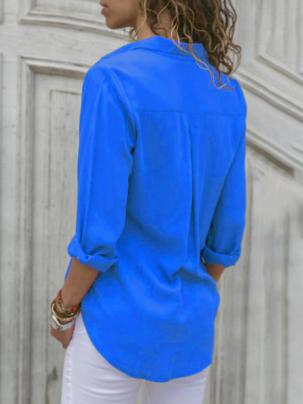 Chic Lapel Collar Polyester Women's Blouse