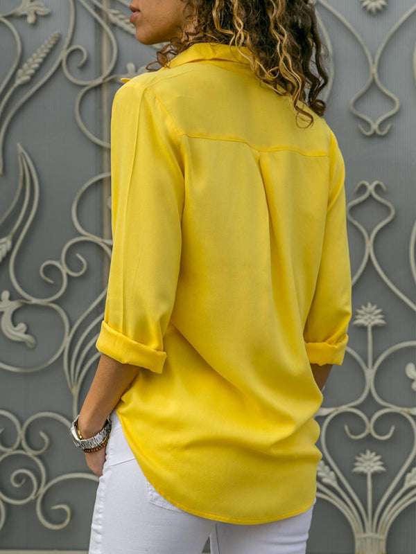 Chic Lapel Collar Polyester Women's Blouse