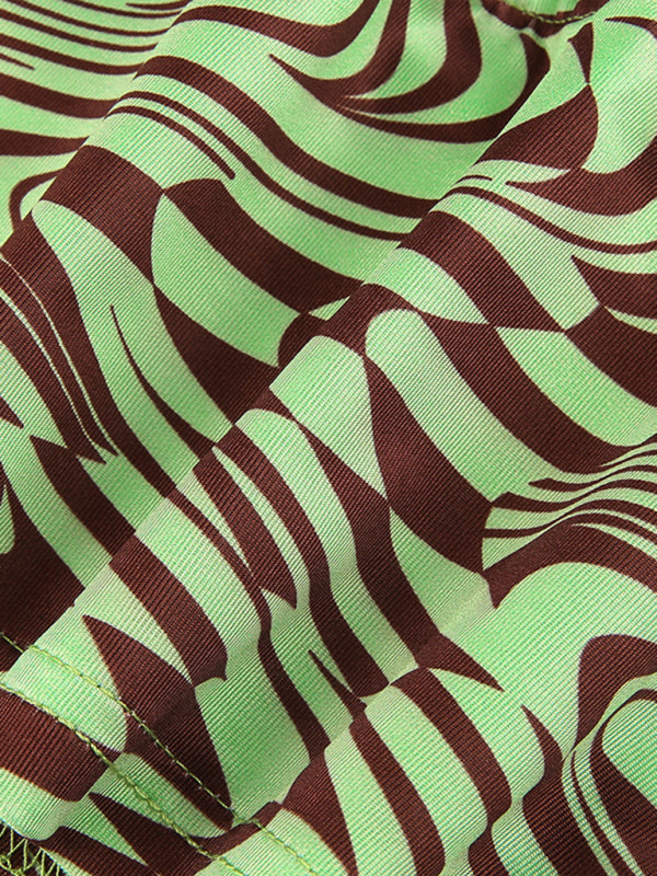 women's abstract dazzling dizzy ripple print halter neck tie top