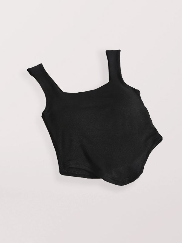 Solid color inner and outer wear slim-fit irregular tank top