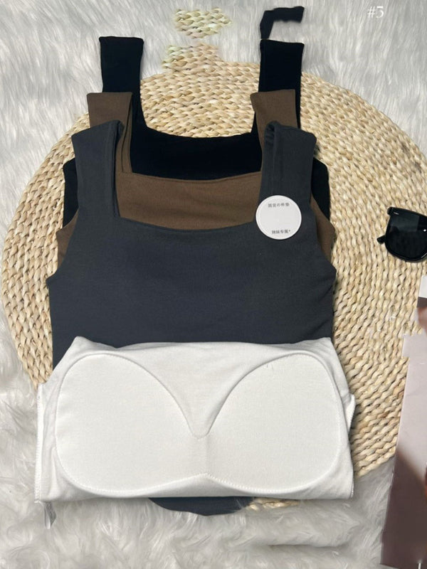 Solid color inner and outer wear slim-fit irregular tank top