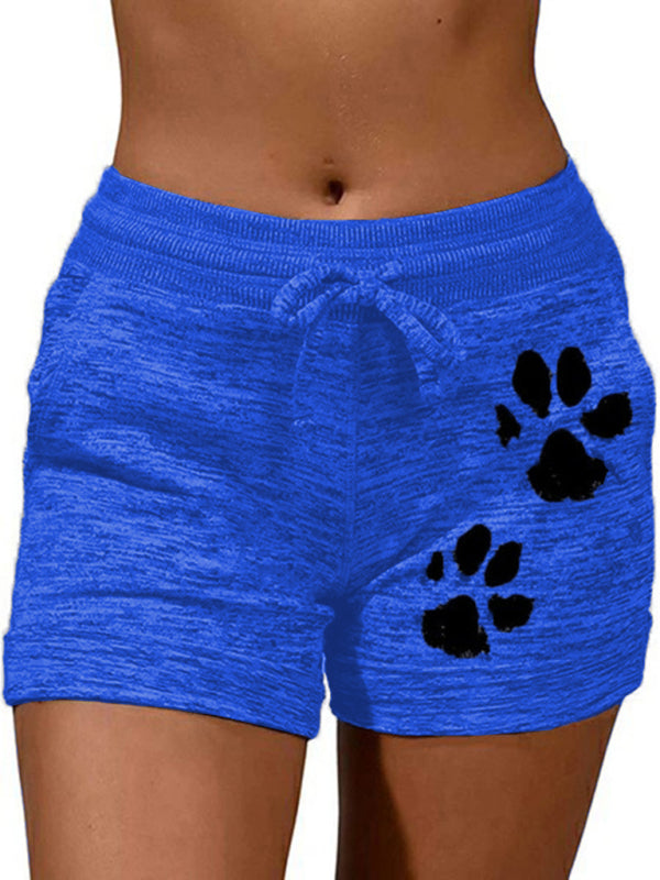 Women's printed bottoming quick-drying yoga pants casual sports waist elastic shorts