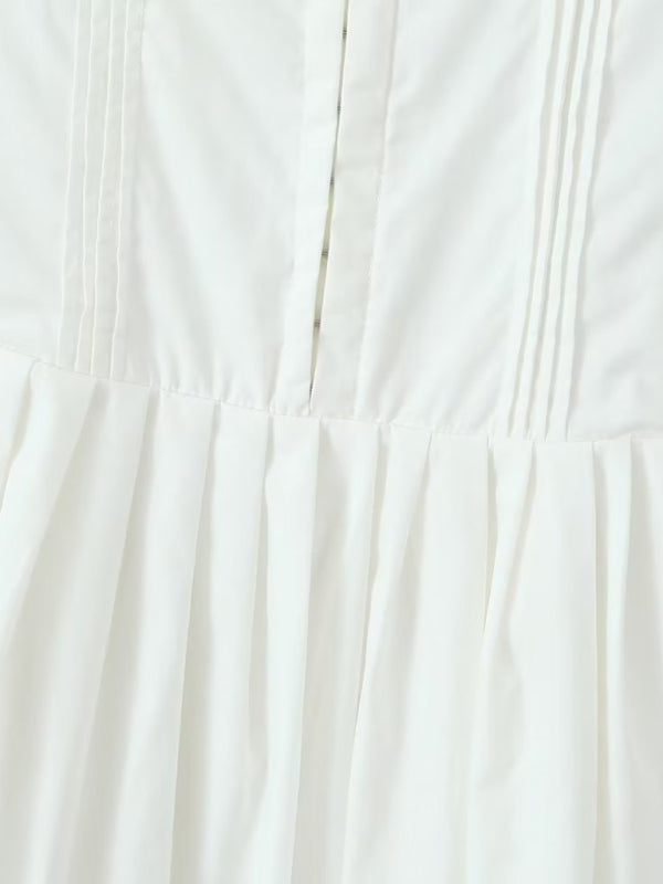 Women's Solid Color Backless Suspender Pleated Short Dress