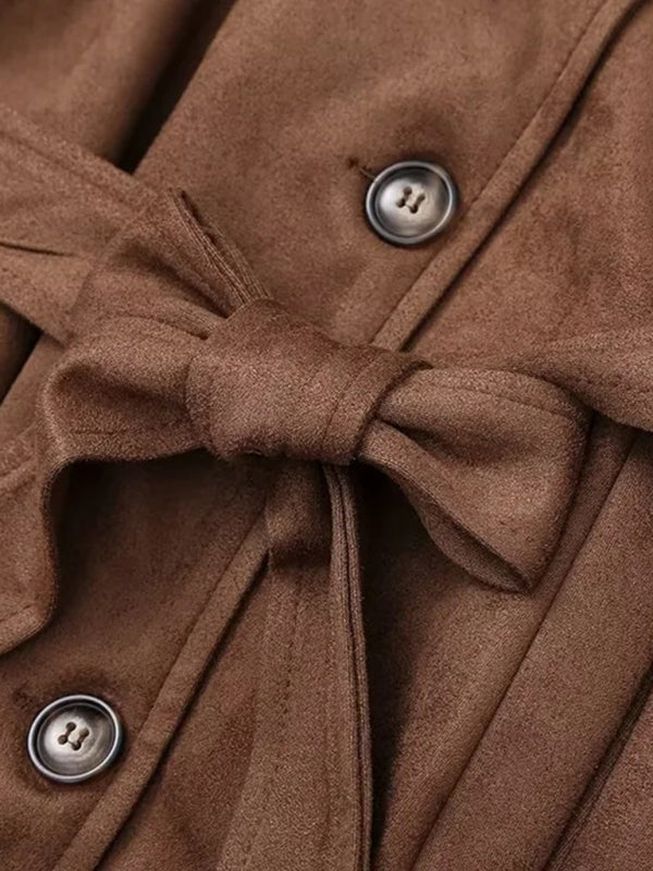 Khaki Trench Double Breasted Lapel Coat