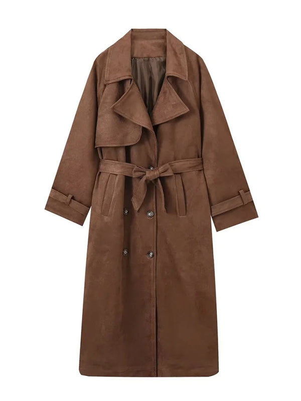 Khaki Trench Double Breasted Lapel Coat
