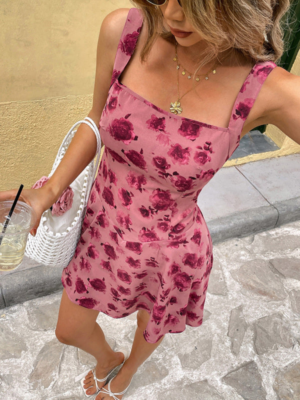 floral slim short dress
