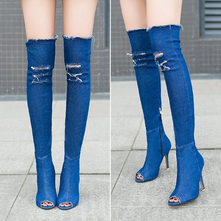 Summer Autumn Thigh High Women Peep Toe Over The Knee Boots