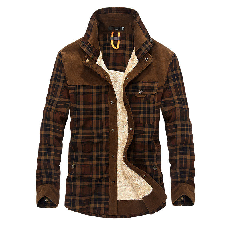 Winter Thicken Warm Fleece  Pure Cotton Plaid Jacket