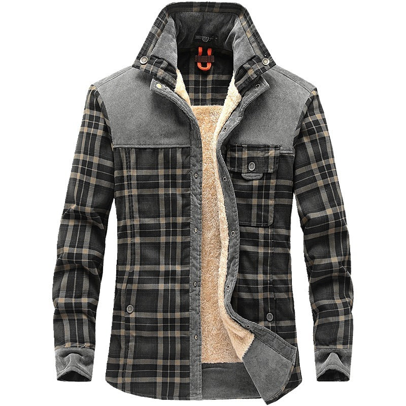 Winter Thicken Warm Fleece  Pure Cotton Plaid Jacket