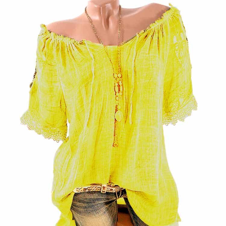 Women's Translucent Off shoulder Short-sleeve blouse