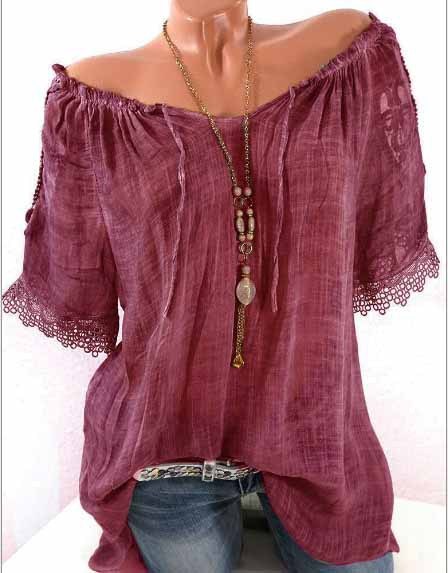 Women's Translucent Off shoulder Short-sleeve blouse
