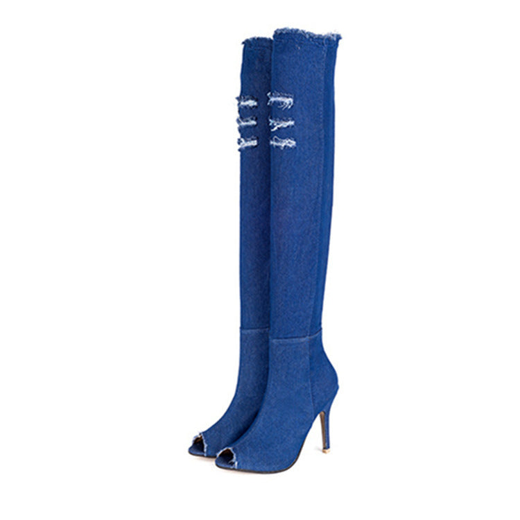Summer Autumn Thigh High Women Peep Toe Over The Knee Boots