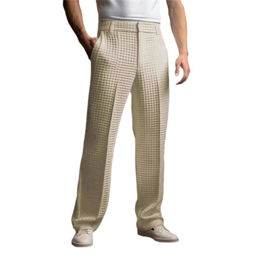 Straight Men's Fashion Waffle Suit Pants