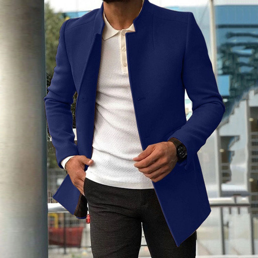 Men's Slim  Fashion Single-breasted Solid Color Coat