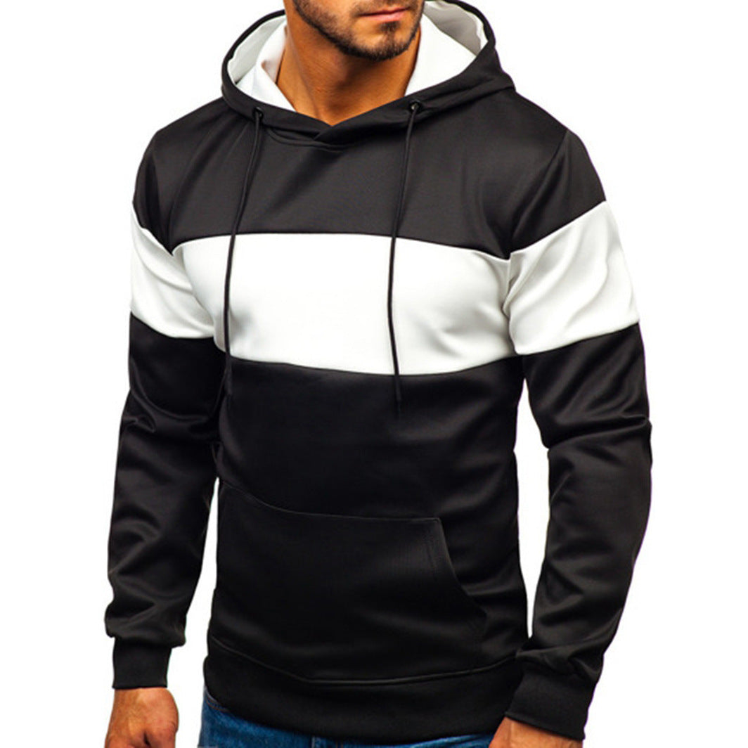 Men's stitching long sleeve hooded sweatshirt