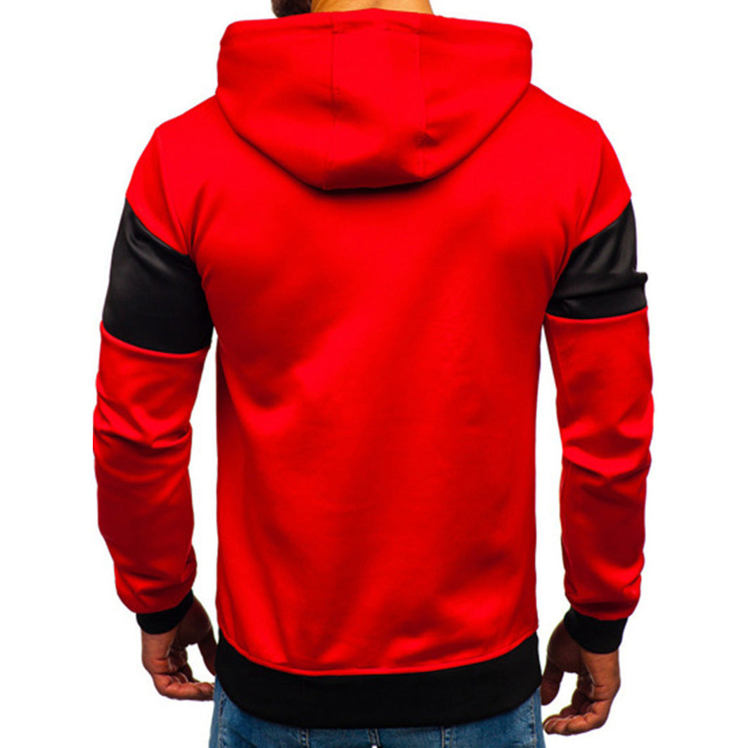 Men's stitching long sleeve hooded sweatshirt