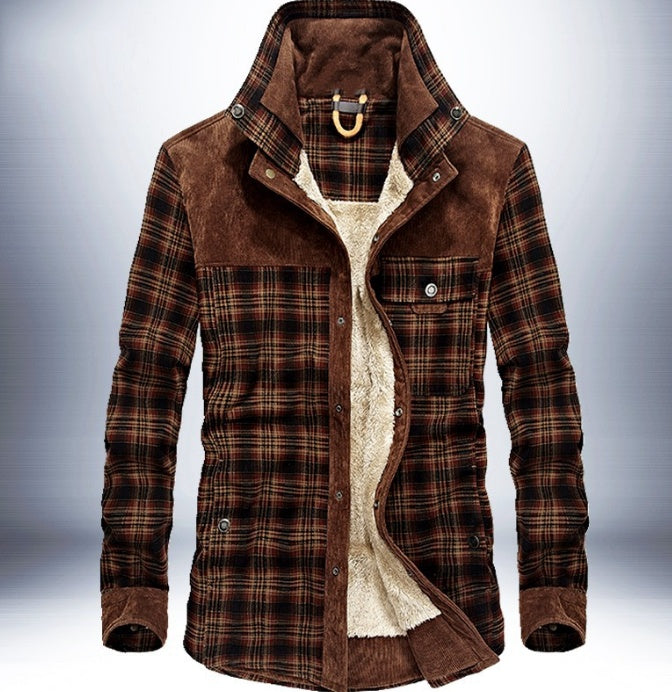 Winter Thicken Warm Fleece  Pure Cotton Plaid Jacket