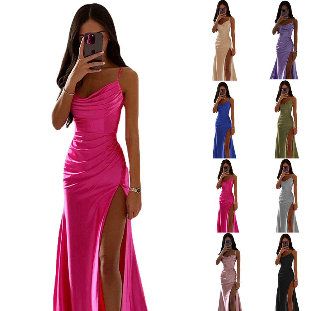 Strapless Maxi Satin Slim-fit Dress
