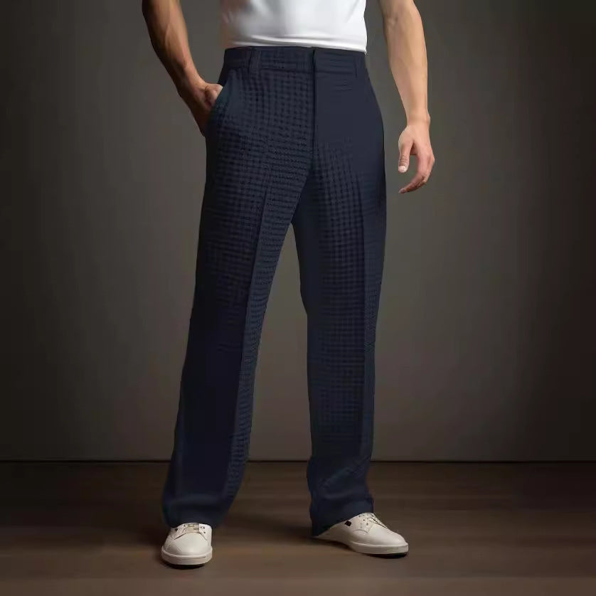 Straight Men's Fashion Waffle Suit Pants
