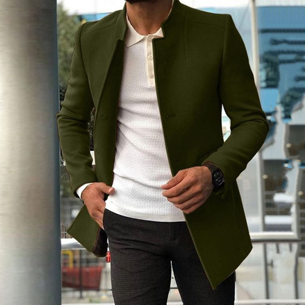 Men's Slim  Fashion Single-breasted Solid Color Coat