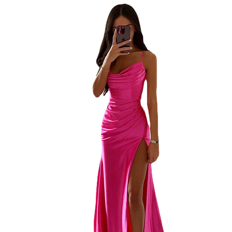 Strapless Maxi Satin Slim-fit Dress