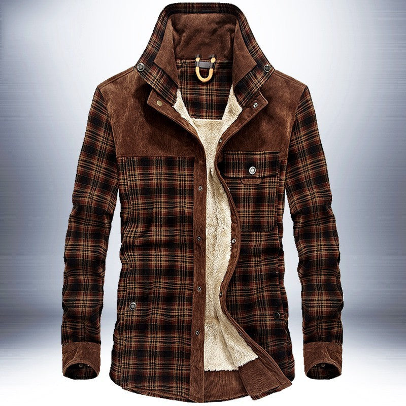 Winter Thicken Warm Fleece  Pure Cotton Plaid Jacket