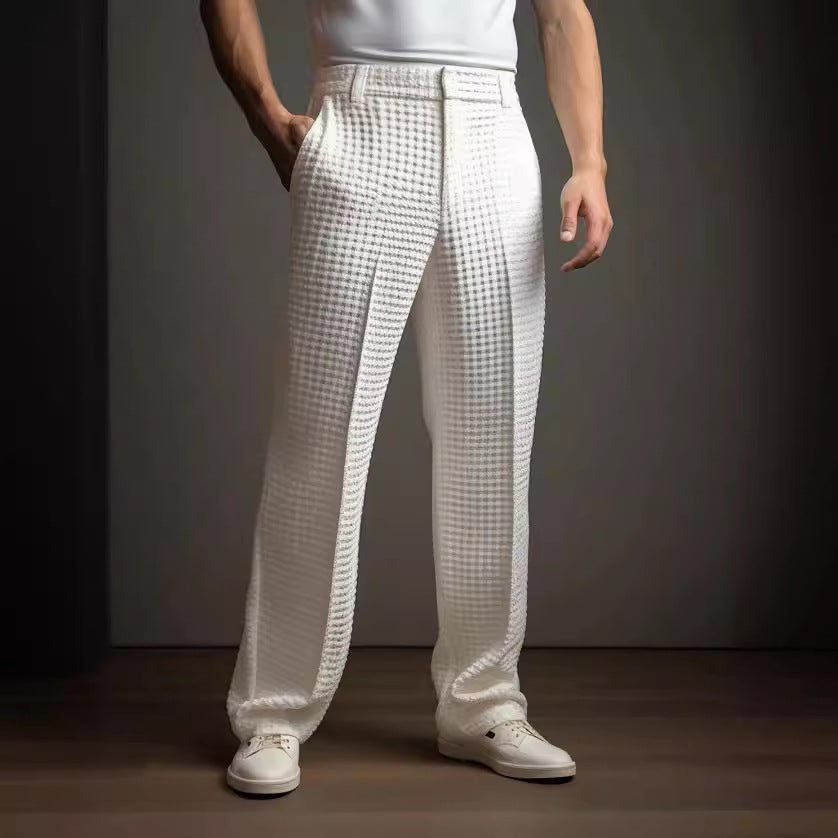 Straight Men's Fashion Waffle Suit Pants