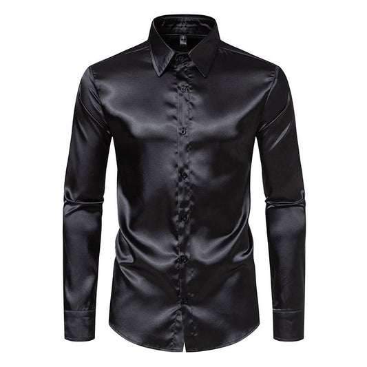 Men's Solid Color Glossy Shirt