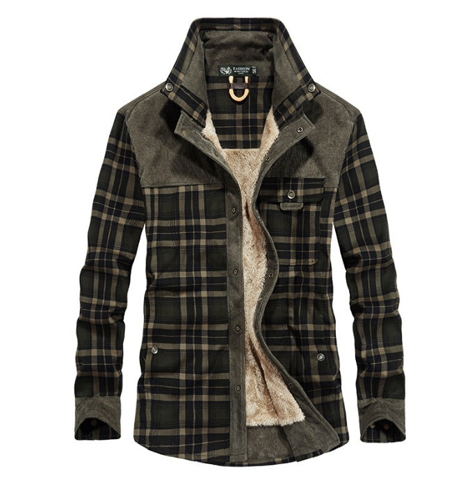 Winter Thicken Warm Fleece  Pure Cotton Plaid Jacket