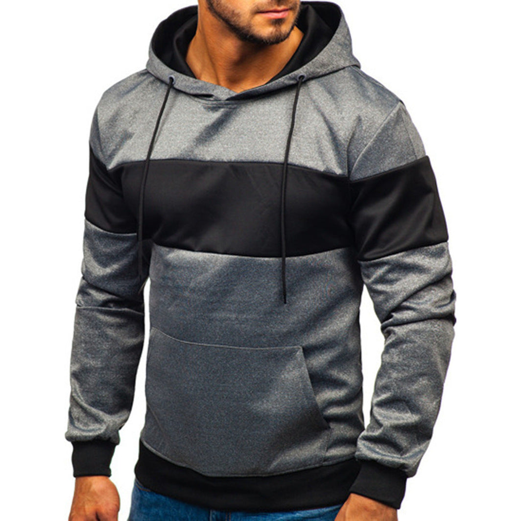 Men's stitching long sleeve hooded sweatshirt